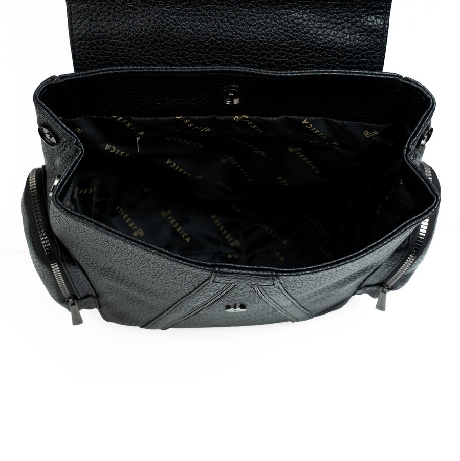  شنطة باك حريمي جلد إيطالي مستورد أسود بجيوب داخلية وخارجية مقاس 30×30